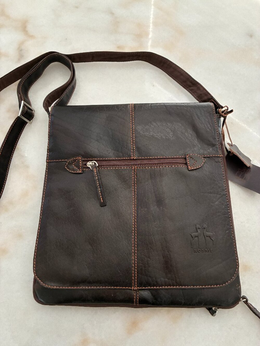 Rosme Genuine Cowhide Leather Crossbody Bag (Art. 4913) Dark Brown (NWT)